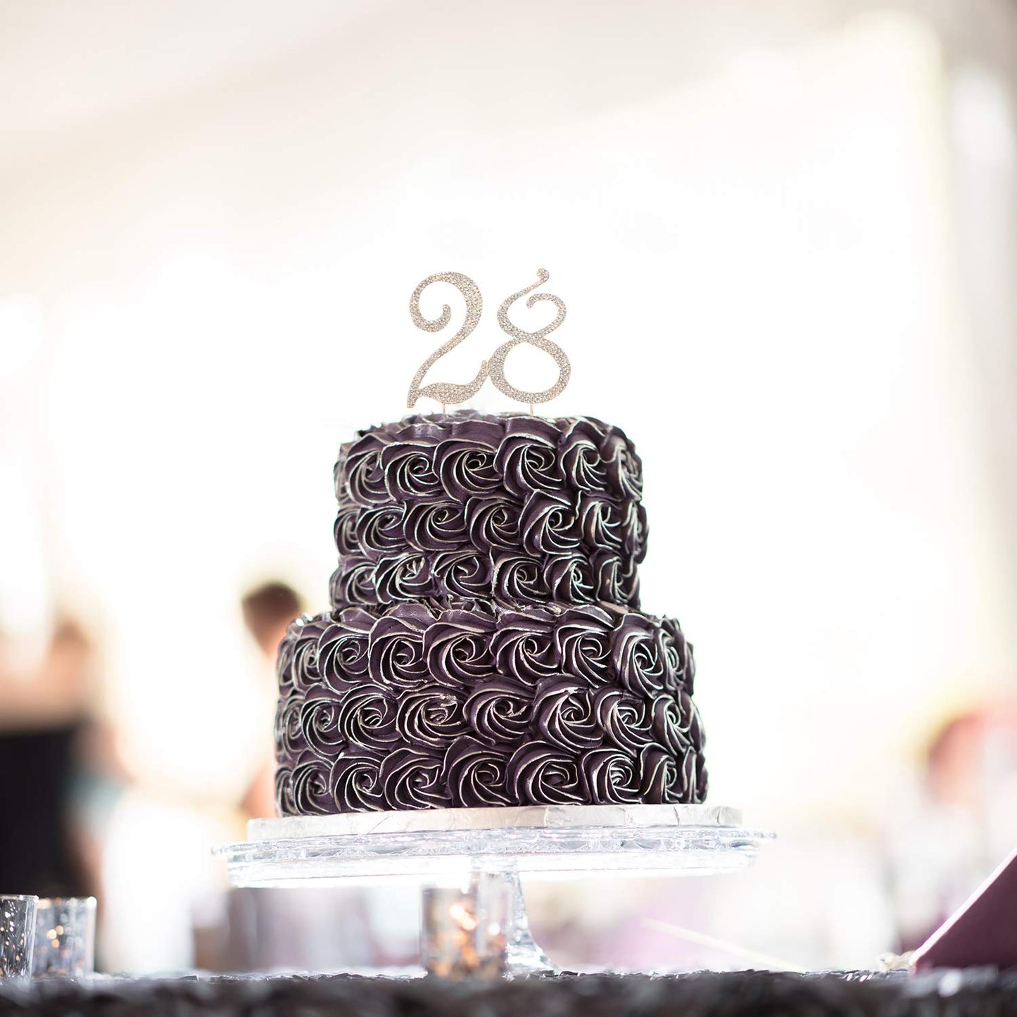 Lingpar 28 Years Birthday Cake Topper - New Best Crystal Rhinestone 28Th Wedding Anniversary Or 28 Years Old Cake Topper Party D