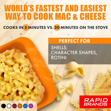 Rapid Mac Cooker - Microwave Macaroni & Cheese in 5 Minutes, BPA-Free Plastic, 1-Pack, Orange, Model RMC-2001
