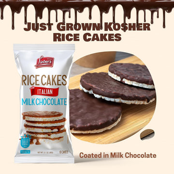 LIEBERS Kosher Certified Dairy Italian Milk Chocolate Rice Cakes, Gluten Free Snack Italian Milk Chocolate (pack of 3)
