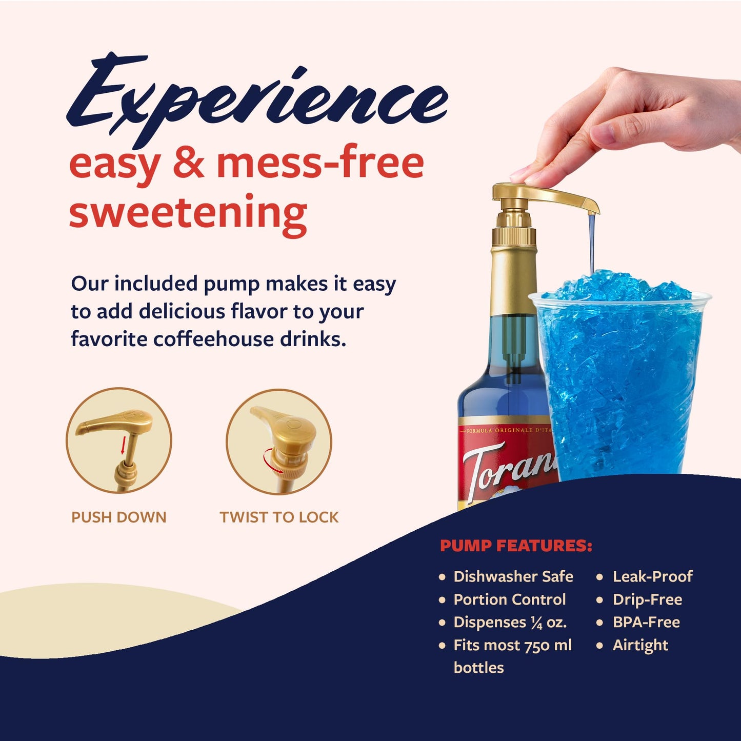 Torani Blue Curacao Syrup - Non- ic Drink Flavoring, 25.4 Fl Oz, Glass Bottle with Pump Included