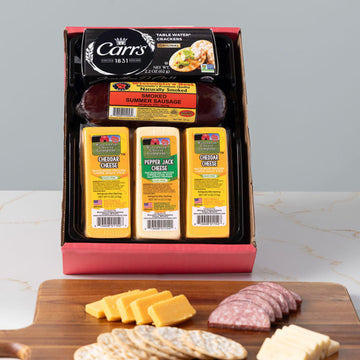 Wisconsin Cheese Company - Classic Wisconsin Cheese & Sausage Holiday Gift Box - 100% Wisconsin Cheddar & Pepper Jack Cheese, Er And Sausage Gift Box | Perfect For Parties, Charcuterie Boards, And Holiday Gifts