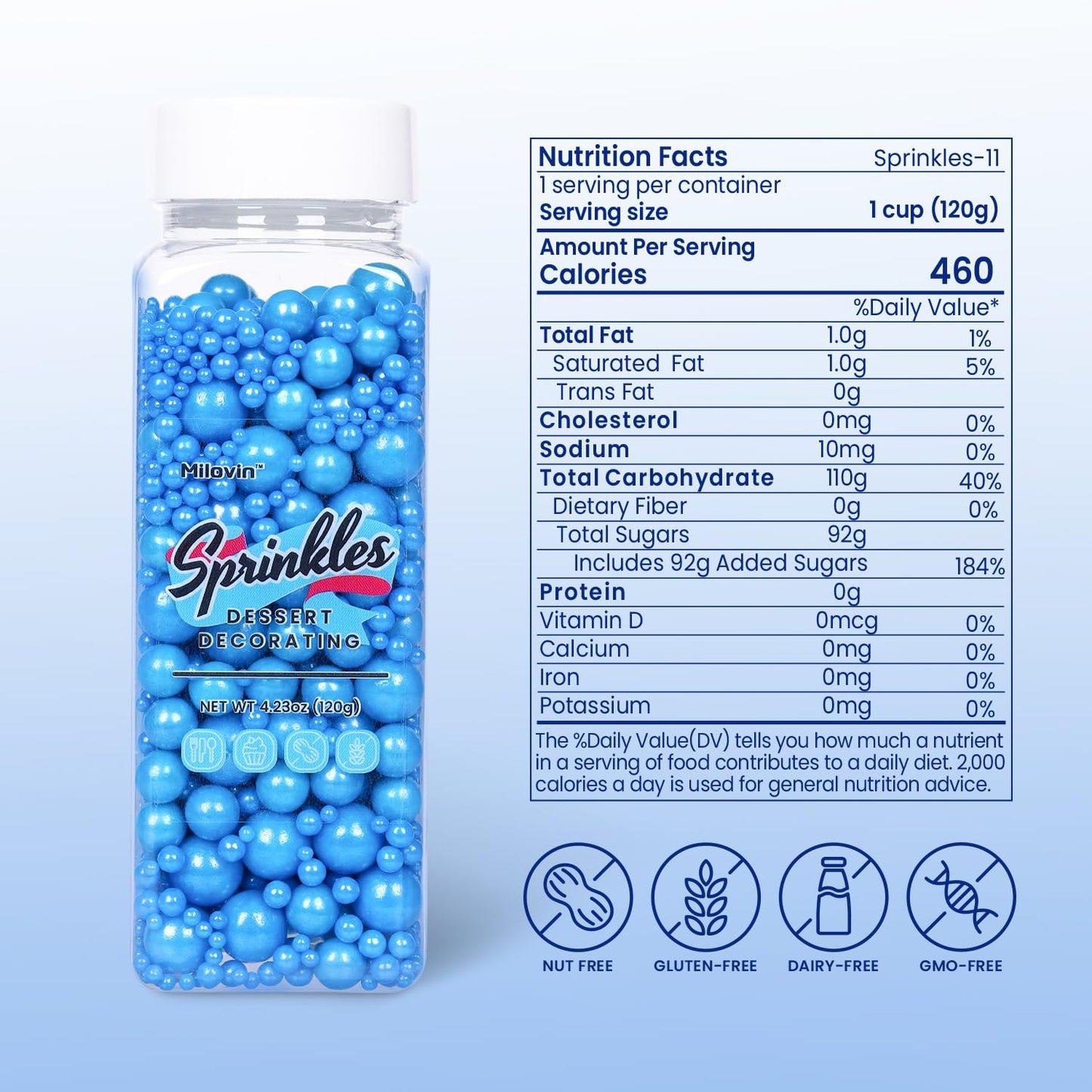 Edible Pearls For Cake Decorating, Blue Pearl Sprinkles, Blue Sprinkles For Cookies, Macaron, Cake, And Ice Cream Topping, Perfe
