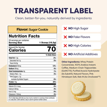 Sugar Cookie Protein Iced Coffee - enhanced Whey Protein & Instant Iced Coffees - 100% Natural Cold Brew Coffee - Zero Artificial Flavors & Sweeteners 80 mg Caffeine 0g of Sugar 20 Servings