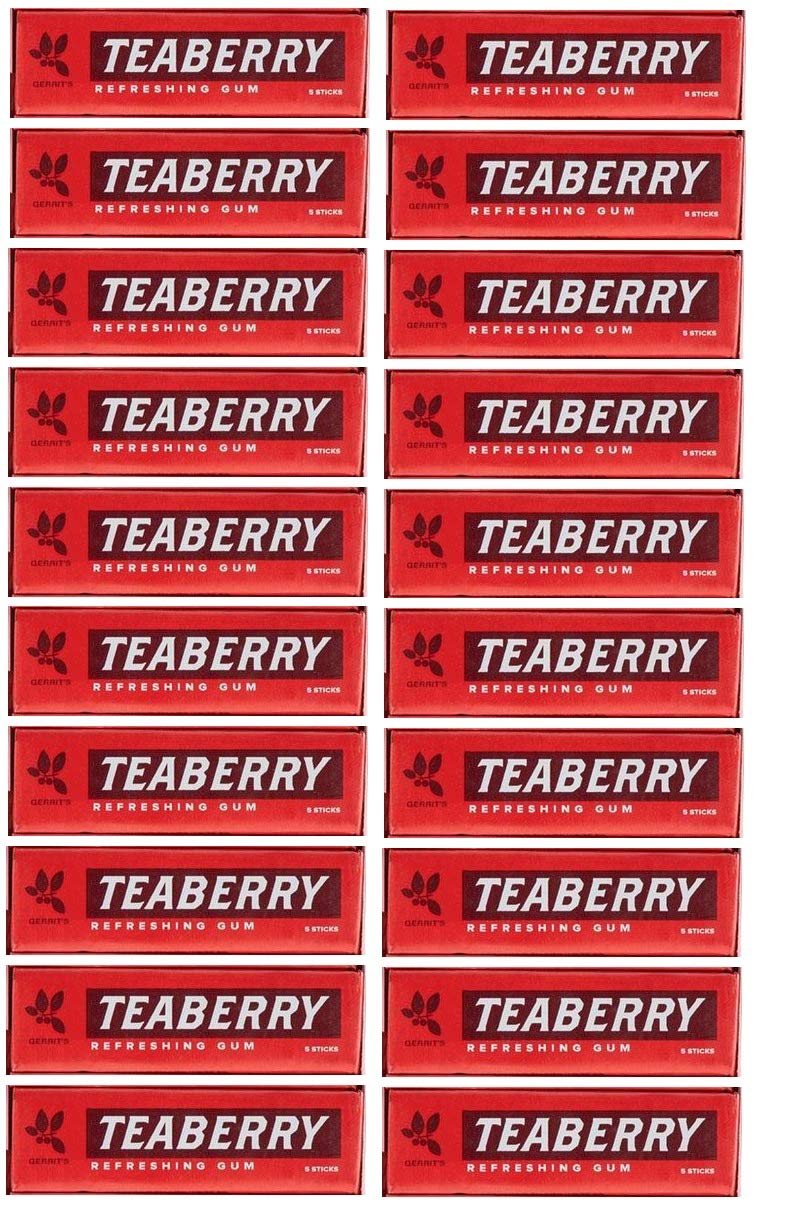 Teaberry Chewing Gum - Classic Retro Nostalgic Yummy Flavor Originated By Clarks Finally Back - Gerrits Tea Berry Flavor (20 Pac