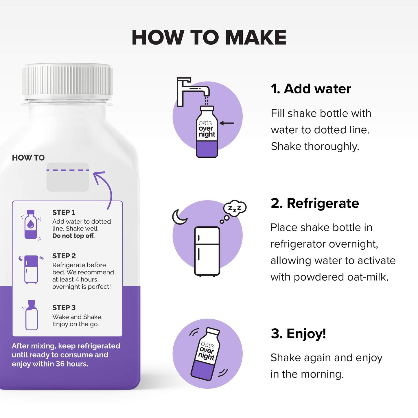 Oats Overnight Blueberry Muffin Bottled Shake - Gluten Free, Non-GMO, Vegan Friendly Breakfast Meal Replacement Shake with Powde