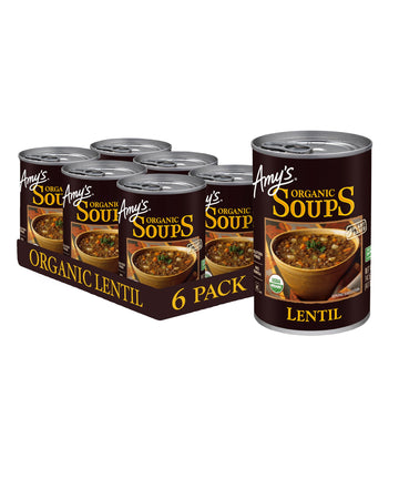 Amy’S Soup, Vegan Lentil Soup, Gluten Free, Made With Organic Green Lentils And Vegetables, Canned Soup, 14.5 Oz (6 Pack)