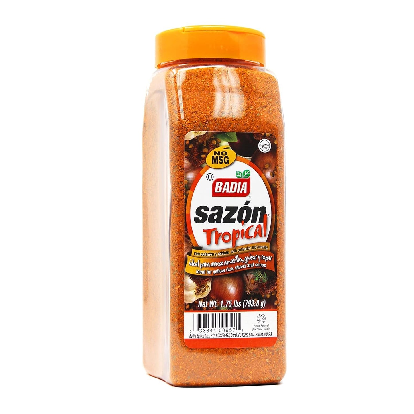 Badia Sazon Tropical With Coriander & Annatto, 1.75 Pound - Authentic Latin & Caribbean Flavors For Savory And Aromatic Dishes