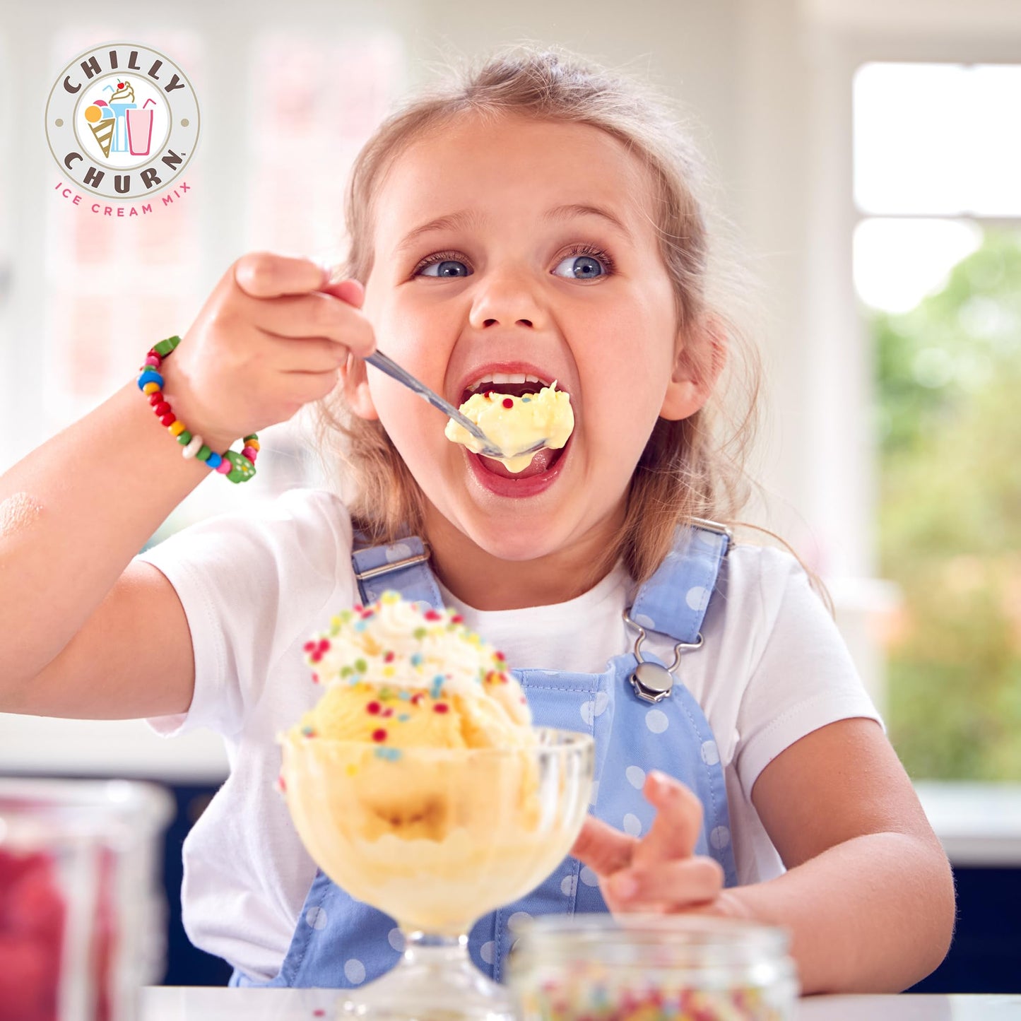 Chilly Churn Birthday Cake Flavored Ice Cream, Shakes, Smoothies Mix By Frostline Brand, Use With Ice Cream Machine, Countertop