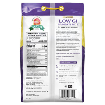 Laxmi Lower Gi Diabetic Friendly Basmati Rice - 10Lb (Pack Of 2)
