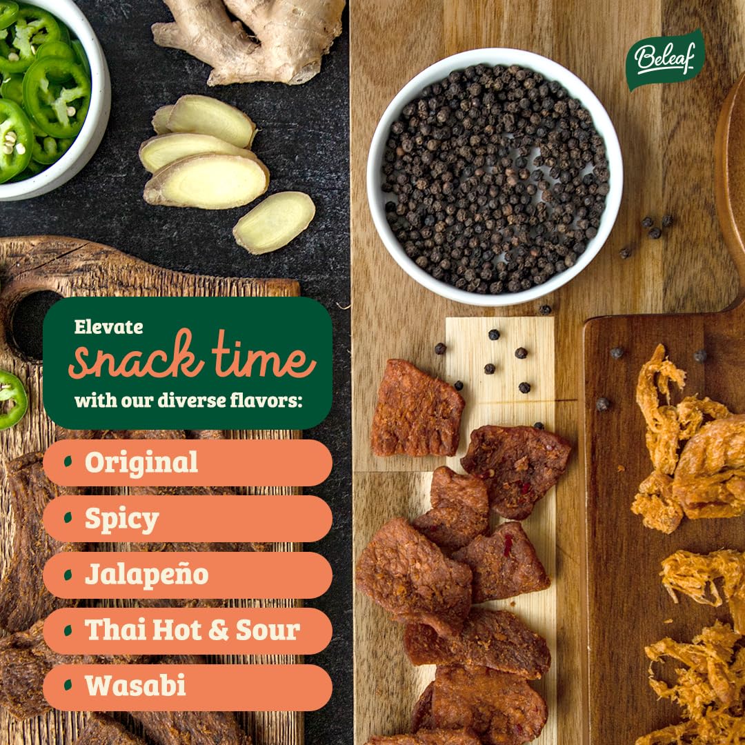 Beleaf Thai Hot & Sour Plant-Based Jerky | Delicious Meat Substitute | Low Carb, Non-GMO, Dairy Free, Plant Protein | Natural In