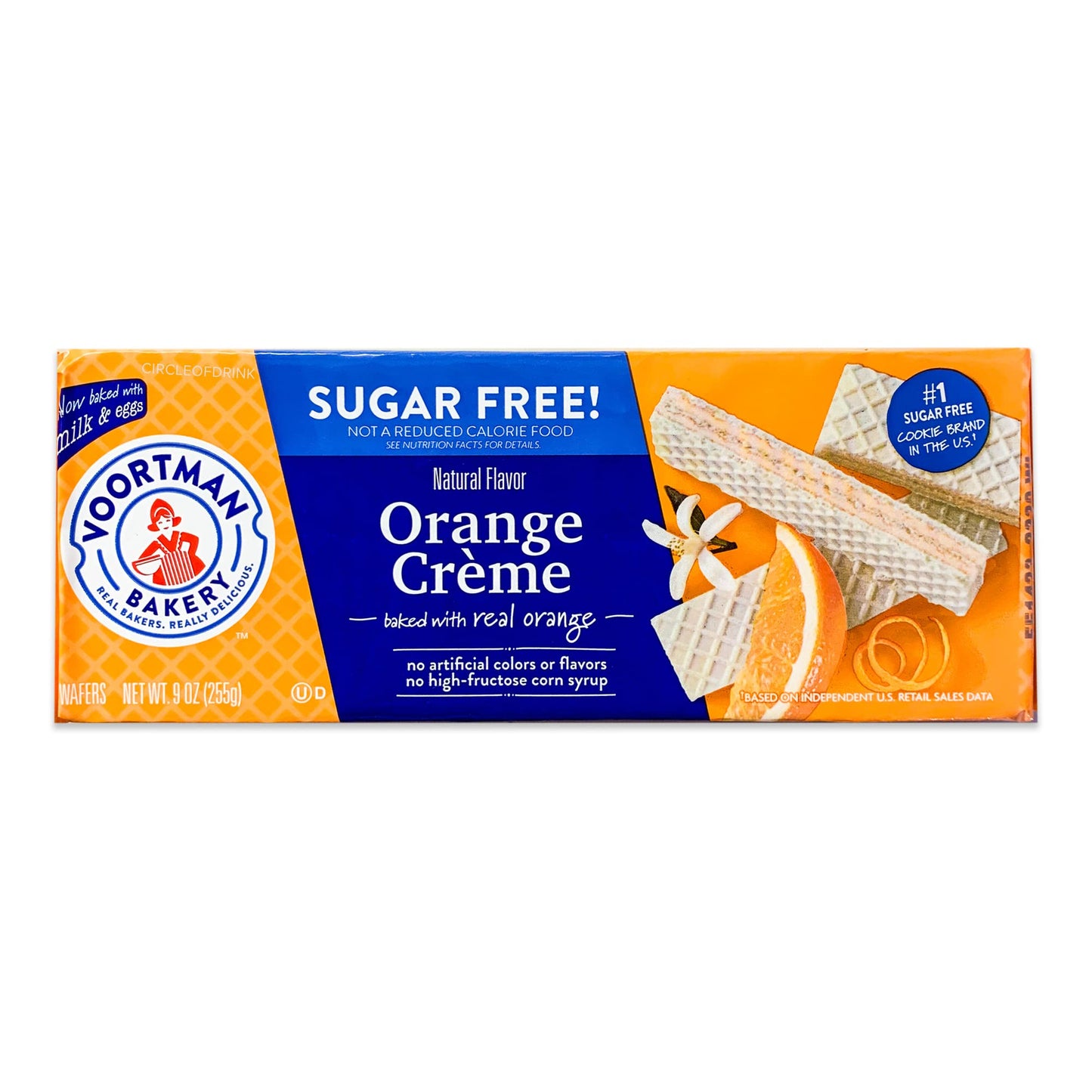 Voortman Sugar Free Wafers - Lemon (3, 9Oz Packs) - Variety Pack - Orange Cream (3, 9Oz Packs) - Made With Real Ingredients - 6