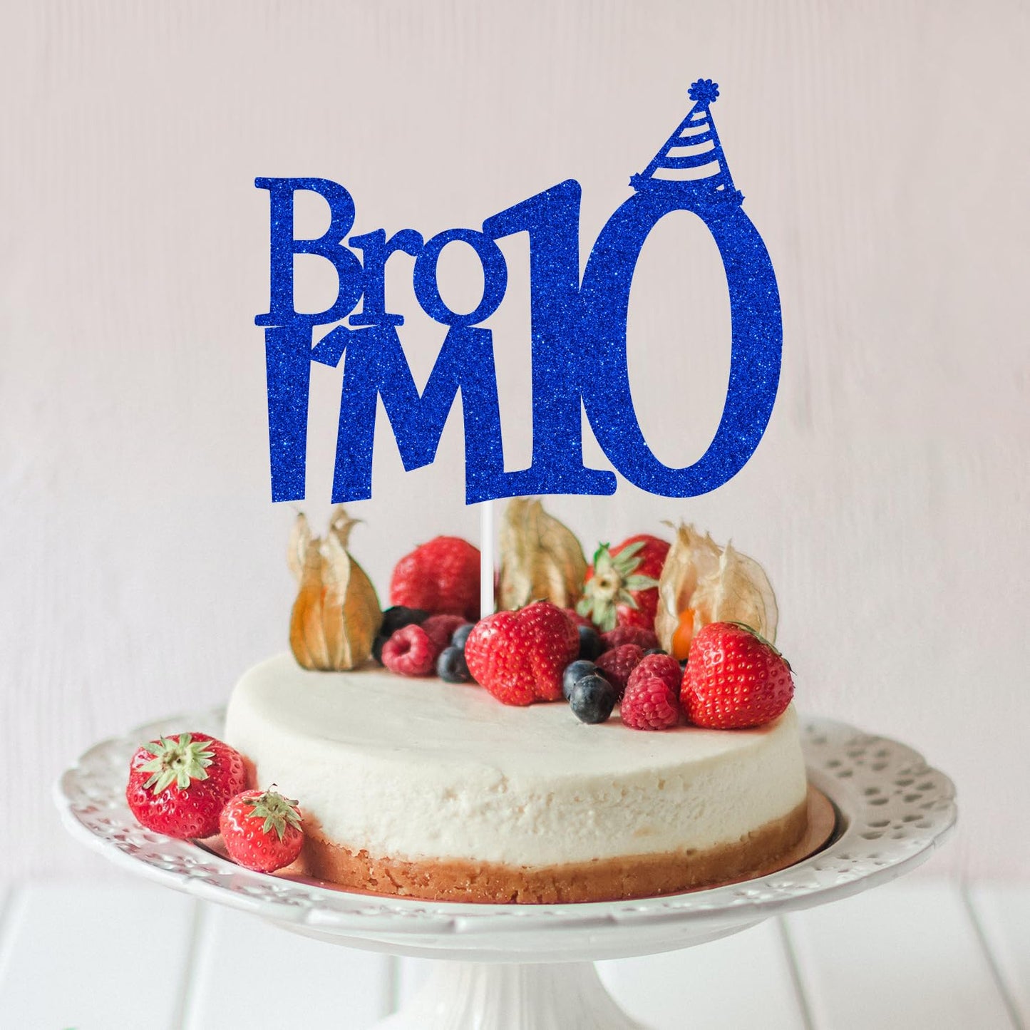 Happy 10Th Birthday Cake Topper, Out Single Digits I'M 10, Bro I'M 10 Cake Decor, Boys Funny 10Th Birthday Party Decorations Blu