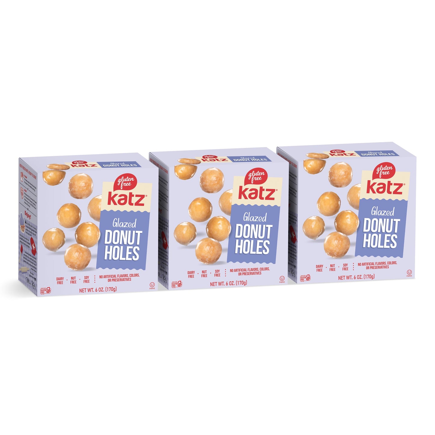 Katz Gluten Free Glazed Donut Holes. Soft & Sweet Mini Donut Bites, Free of Soy, Sesame, Dairy, and Nuts. Kosher snack, 6oz (3pk