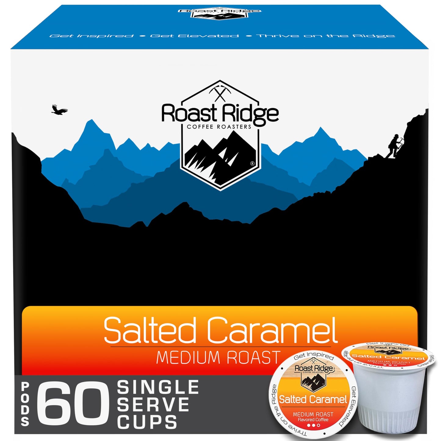 Roast Ridge Single Serve Coffee Pods For Keurig K-Cup Beverage Makers Medium Roast Salted Caramel 60 Count