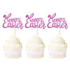 Ercadio 36 Pack Happy Easter Cupcake Toppers Glitter Rabbit Ear Cupcake Picks Happy Easter Theme Party Cake Decorations Purple