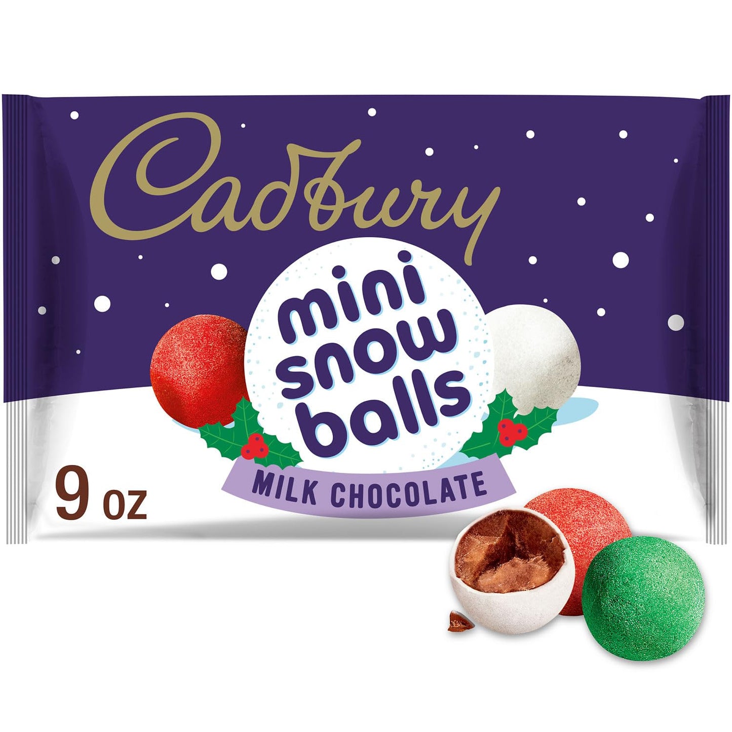 Cadbury Mini Snowballs Milk Chocolate Christmas Candy Bag 9 Oz