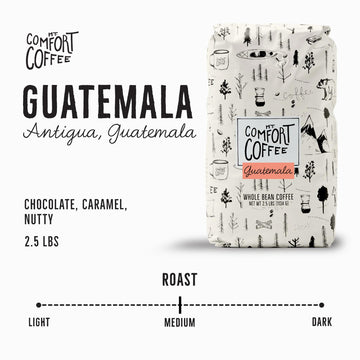 Mt. Comfort Coffee Guatemala Medium Roast, 2.5Lb - Sourced From Small, Guatemalan Coffee Farms - Flavor Notes Of Chocolate & Caramel - Roasted Whole Beans
