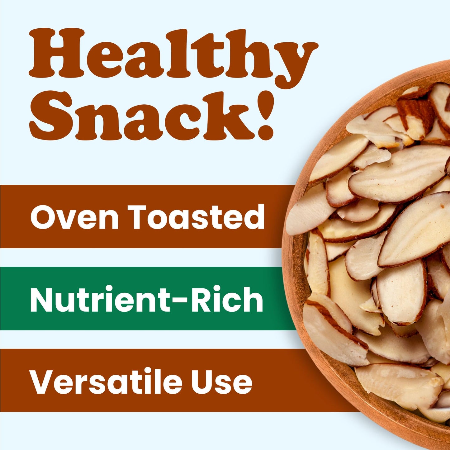 Dry Roasted Natural Sliced Almonds - 12 Ounces Unblanched Nuts, Oven Toasted, Unsalted, No Oil Added, Perfect For Cooking, Bakin