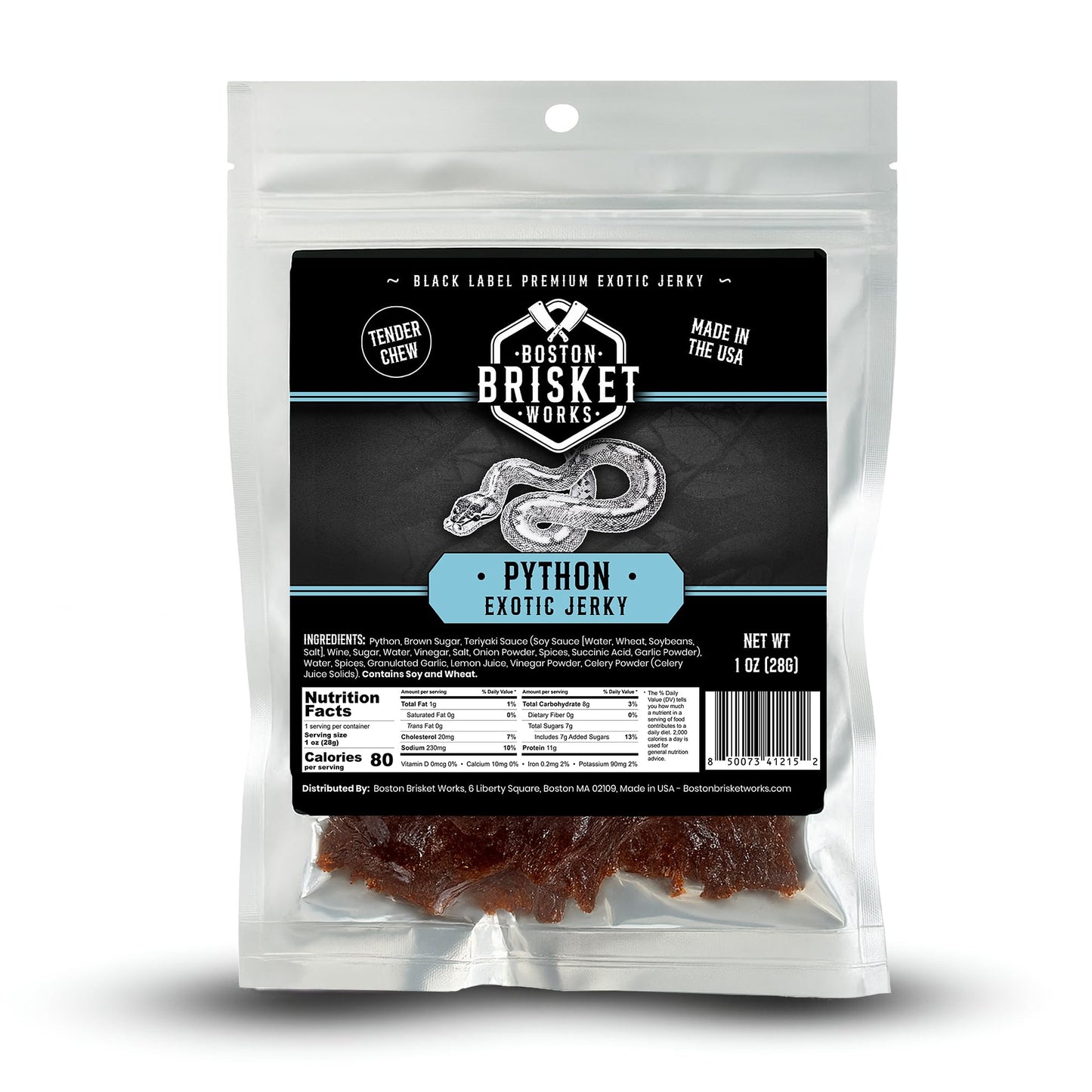 Python Jerky - 100% Python Meat - Exotic Wild Game Snack - Unique Gift For Men Boyfriend Husband - Novelty Gag Gift & Cool Guy Idea