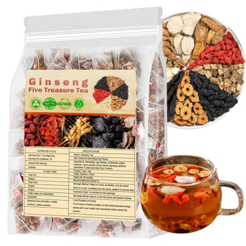 Ginseng Five Treasure Tea - Kidney Wubao Tea, Ginseng Kidney Teas Formula Five Treasure Red Date Natural Chinese Herbal Teas, te