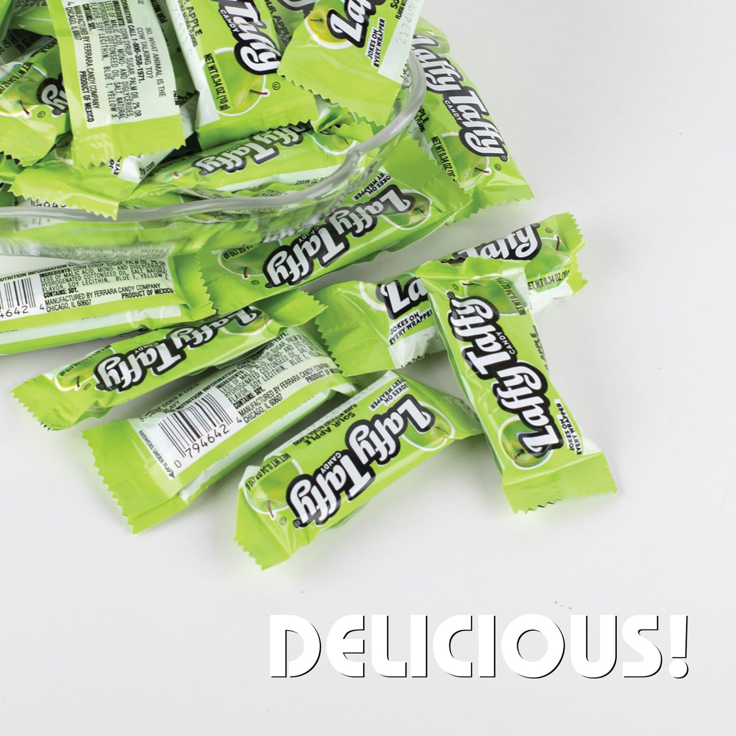 Laffy Taffy Gluten-Free Tangy Halloween Candy - (2Lb) Sour Green Apple Deliciously Stretchy Candy For Snacking And Sharing - Taf