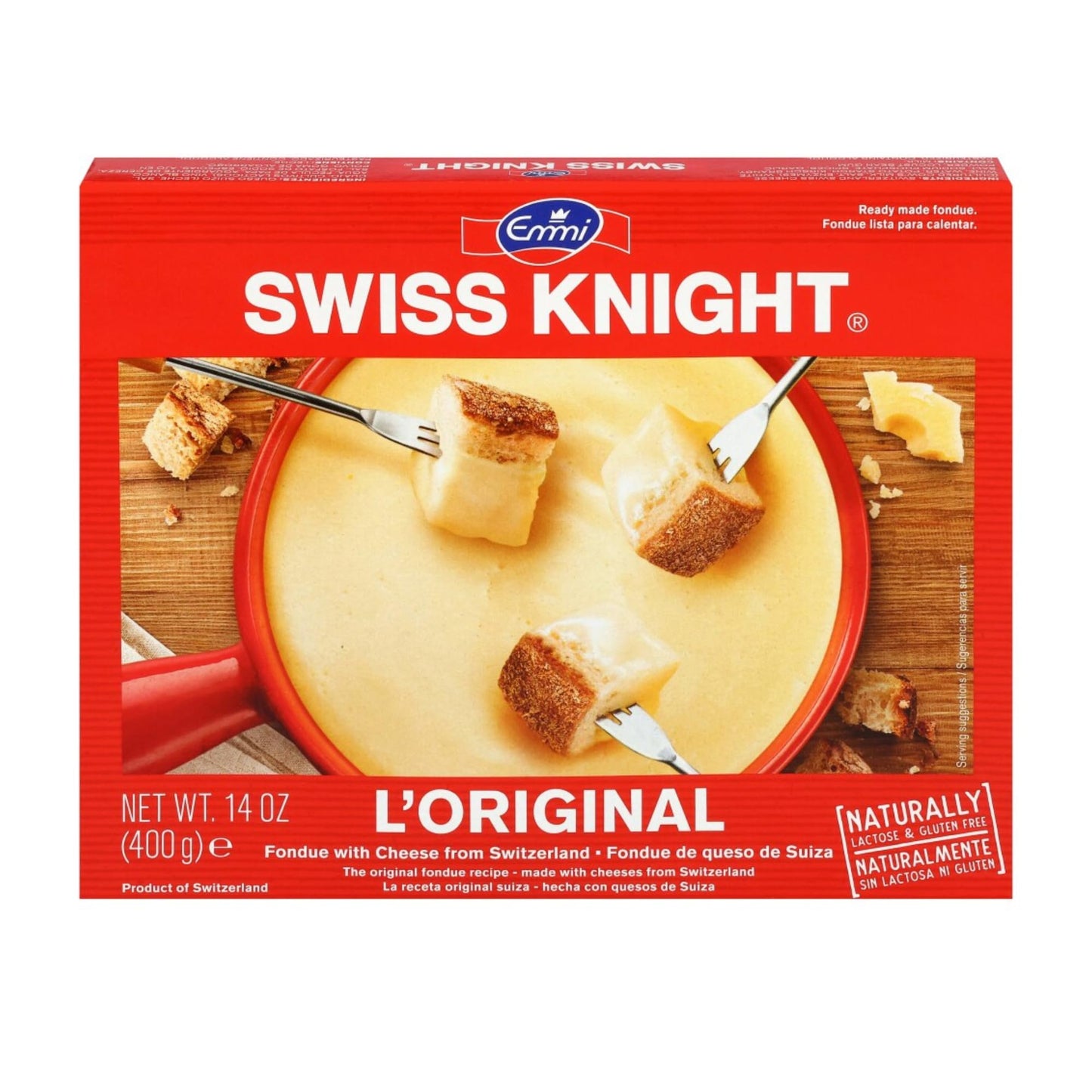 Swiss Knight Cheese Fondue LOriginale, 14 oz | Authentic Swiss Cheese Fondue | Non-GMO | Naturally Lactose & Gluten Free | Produ