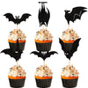 Ercadio 24 Pack Halloween Bat Cupcake Toppers Black Glitter Bat Cupcake Picks Halloween Cupcake Toppers For Halloween Themed Bab