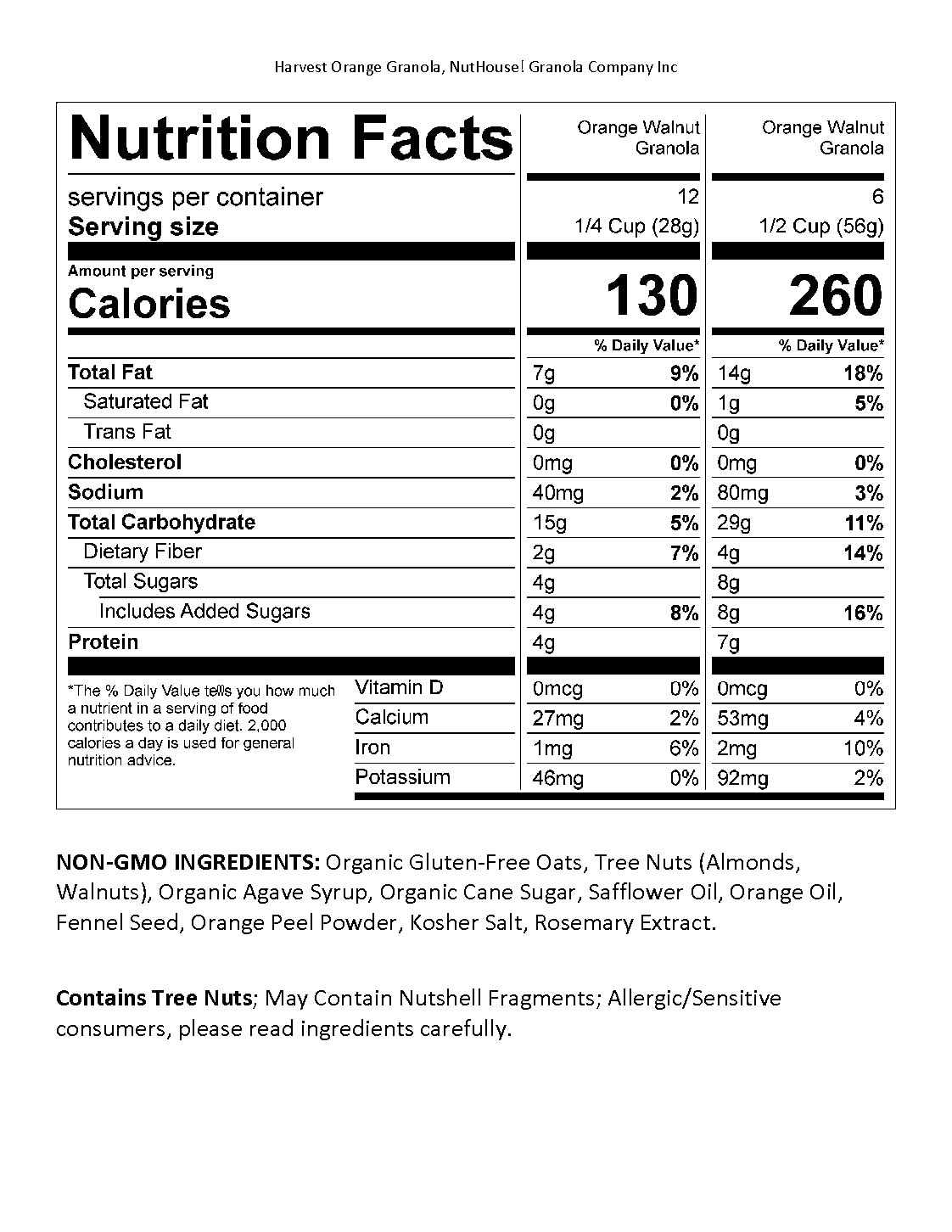 Nuthouse! Granola Company - Premium Harvest Orange Granola | Certified Gluten-Free, Non-Gmo, Kosher | Vegan, Soy-Free | 12 Oz. B