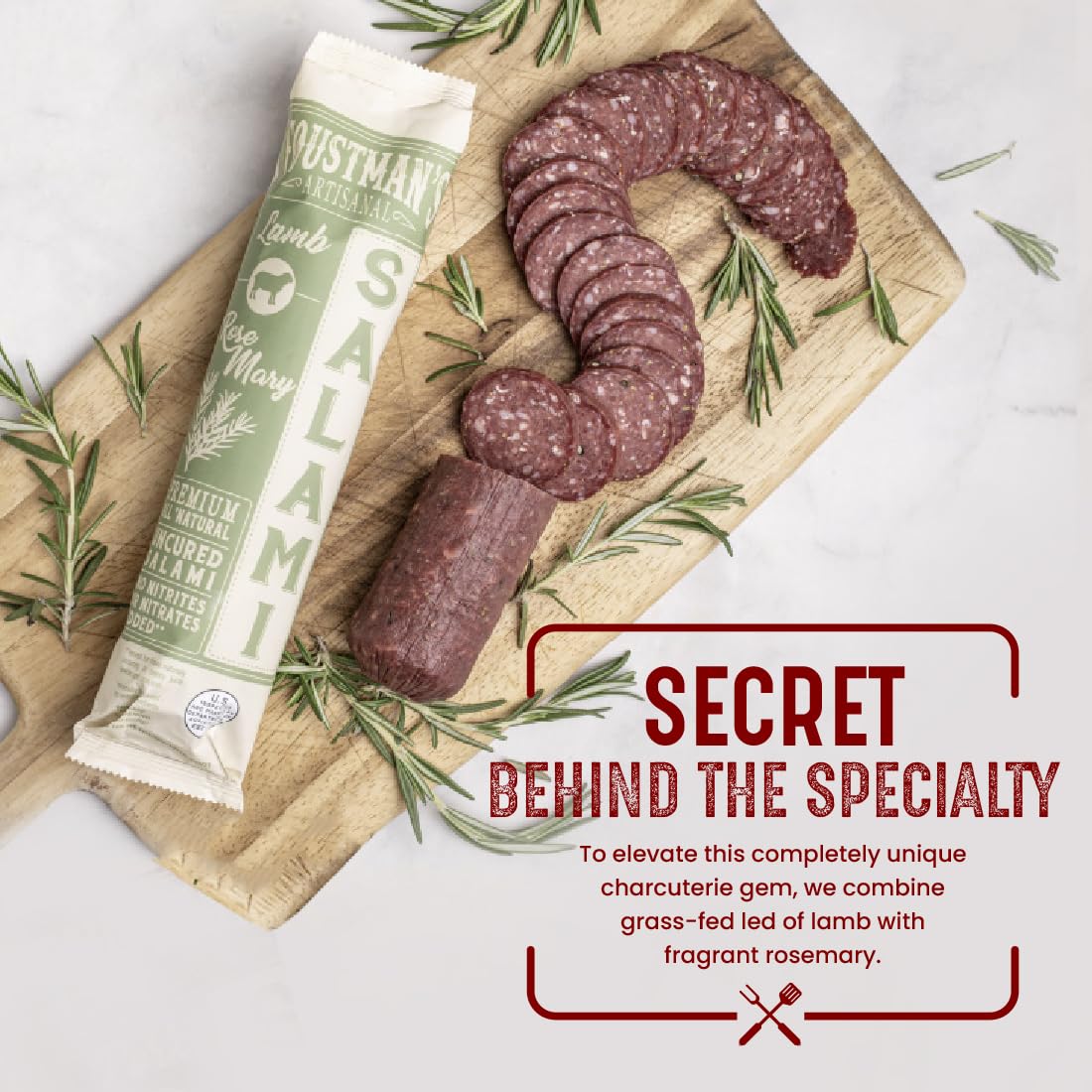 Foustman'S Artisanal Salami, Nitrate-Free, Naturally Cured, (Pack Of 3) (Lamb Rosemary)