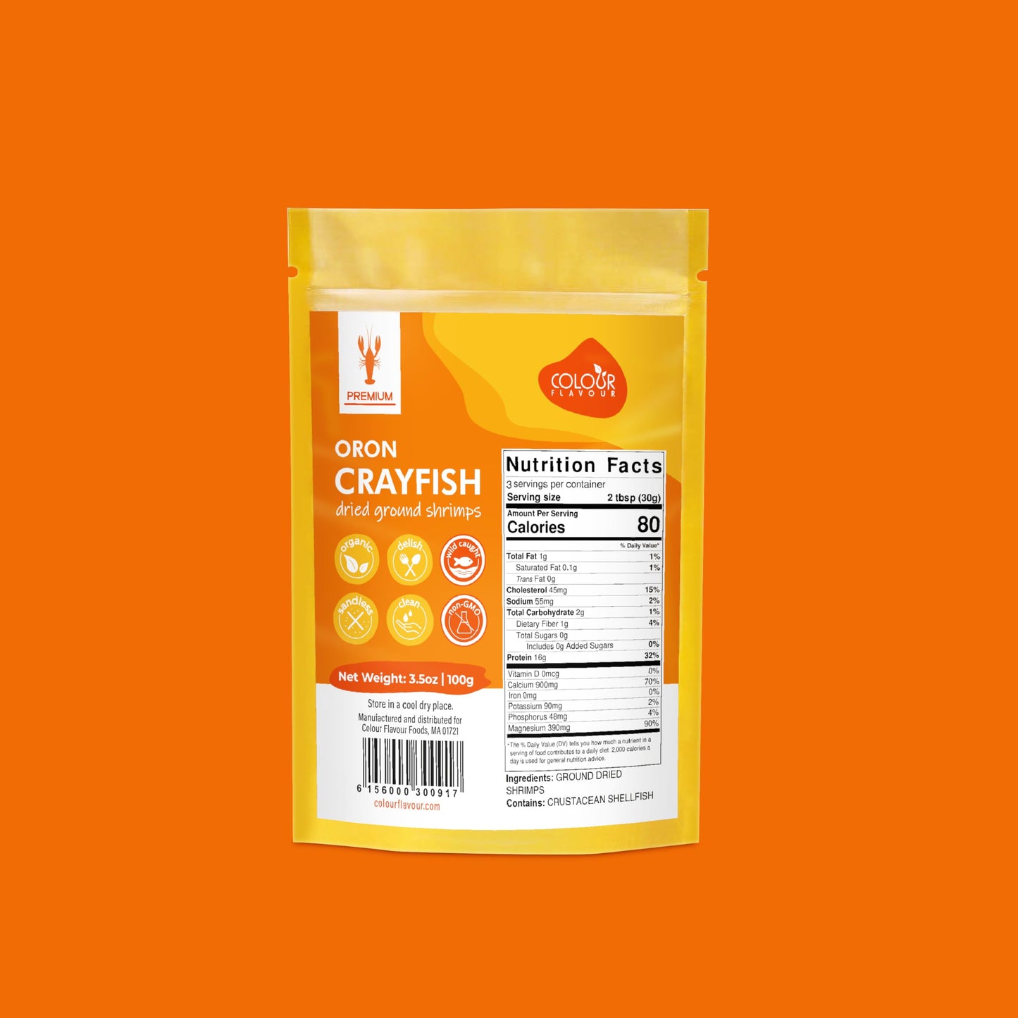 Colour Flavour Premium Quality Nigerian Dry Shrimp Crayfish Powder 3.5Oz 100Gram Dried Shrimp For Cooking Seafood Flavor Crayfis