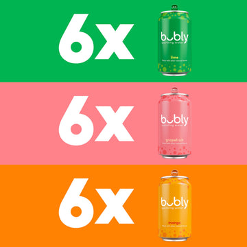 bubly Sparkling Water, Tropical Thrill 3 Flavor Variety Pack (Lime, Grapefruit, Mango), Zero Sugar & Zero Calories, Seltzer Wate