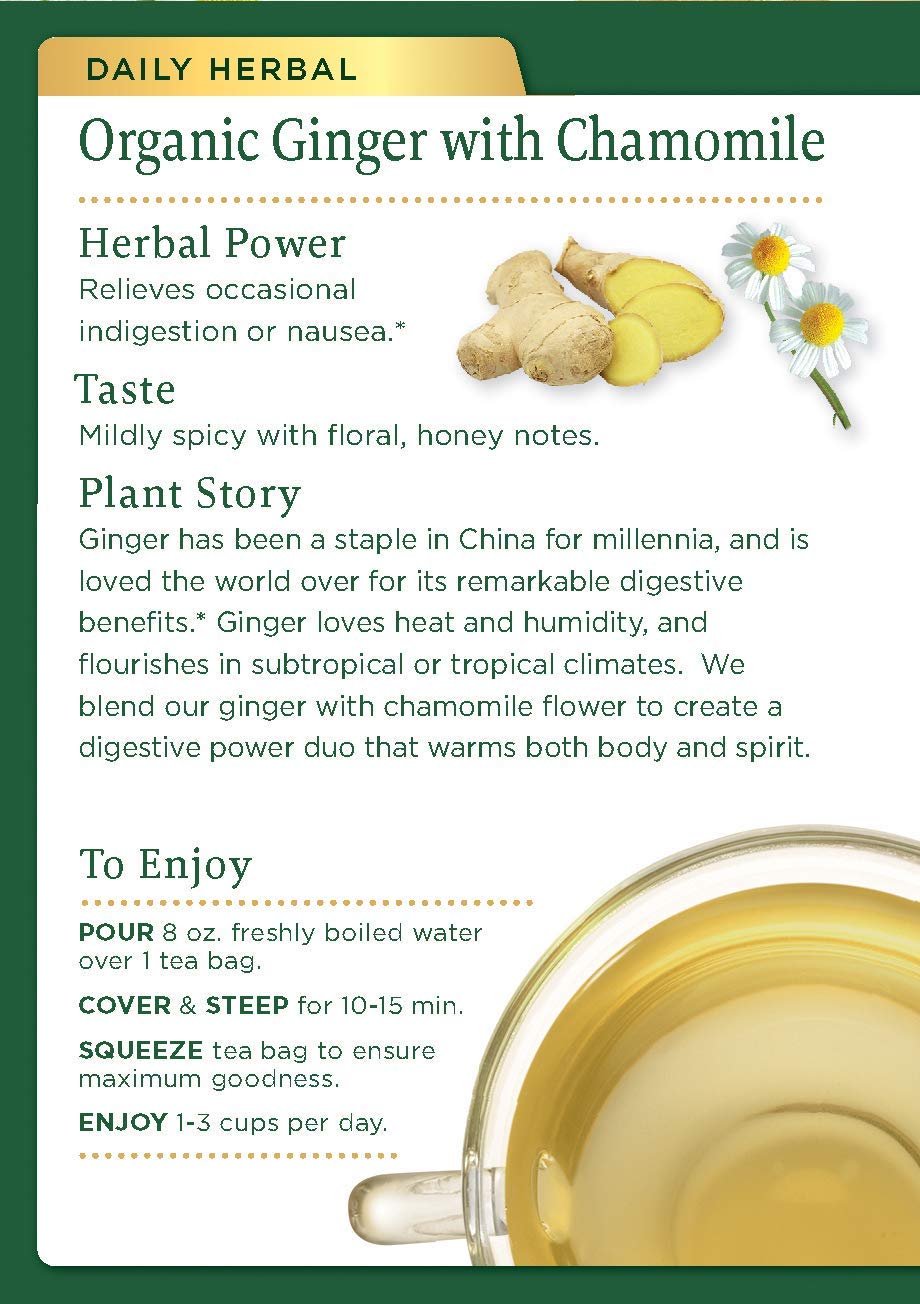 Traditional Medicinal Organic Ginger With Chamomile Tea - 16 Bags