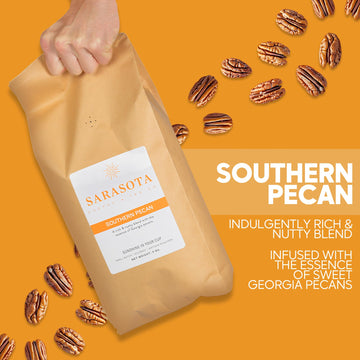 Sarasota Coffee Whole Bean Southern Texas Butter Pecan | Medium Roast Gourmet Flavored Coffee Beans | Low Acid, Mold Free, Speci
