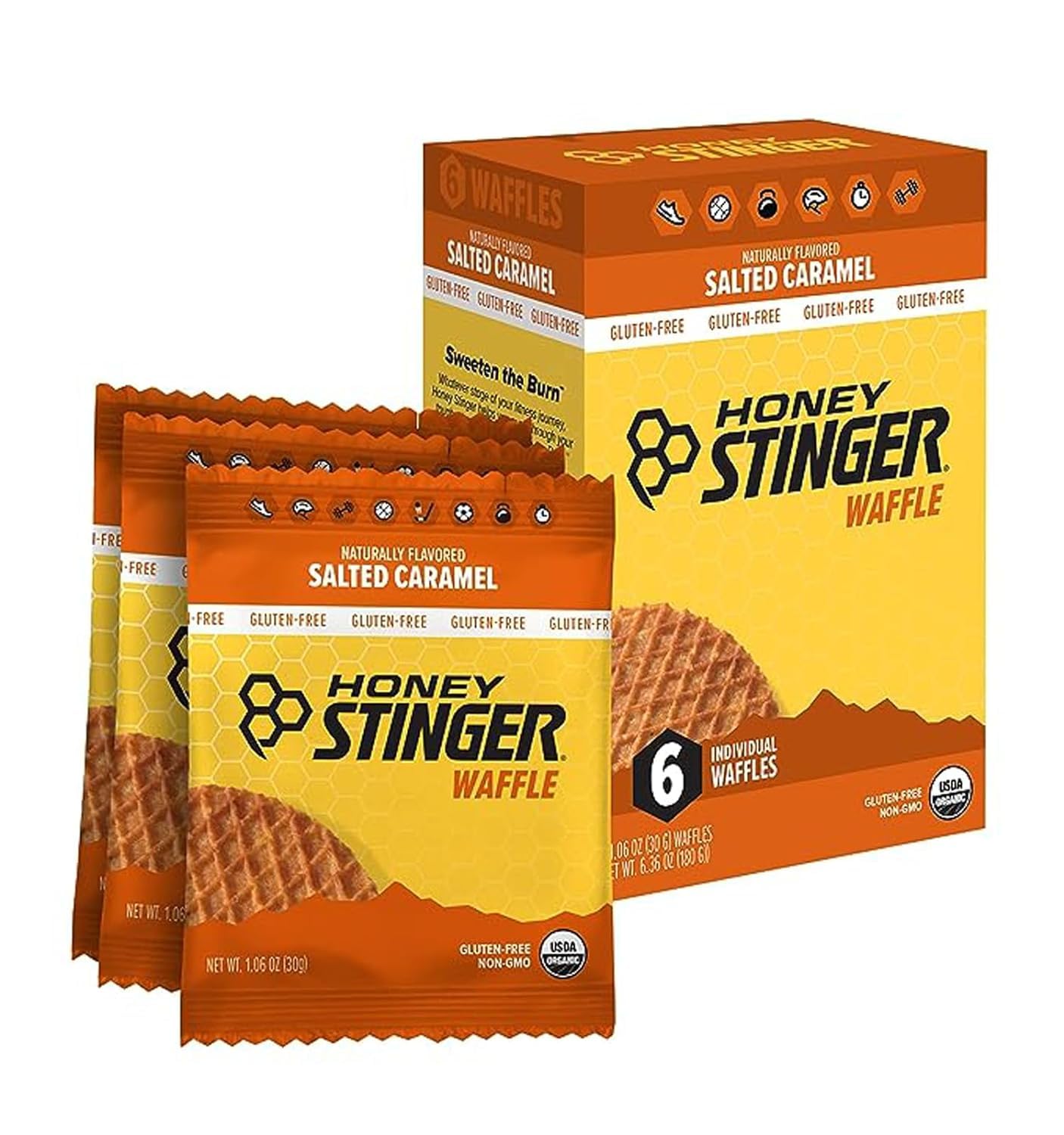 Honey Stinger Organic Gluten Free Salted Caramel Waffle | Energy Stroopwafel for Exercise, Endurance and Performance | Sports Nu