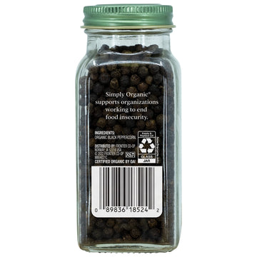 Simply Organic Whole Black Peppercorns, Certified Organic | 2.65 Oz | Pack Of 6 | Piper Nigrum L.