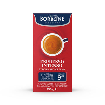 Caffe Borbone Ground Coffee, Espresso Intenso, Medium Roast, Full-Bodied And Strong, Premium Robusta Ground Coffee, Roasted, Gro