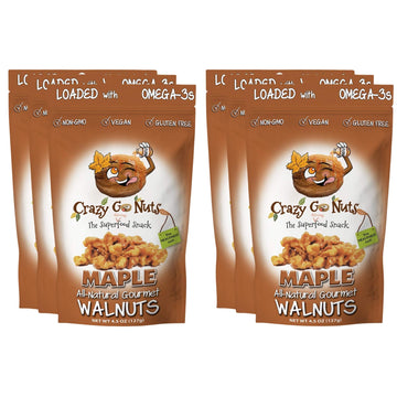 Crazy Go Nuts Walnuts - Maple, 4.5 oz (6-Pack) - Healthy Snacks, Vegan, Low Carb, Gluten Free, Superfood - Natural, Non-GMO, ALA
