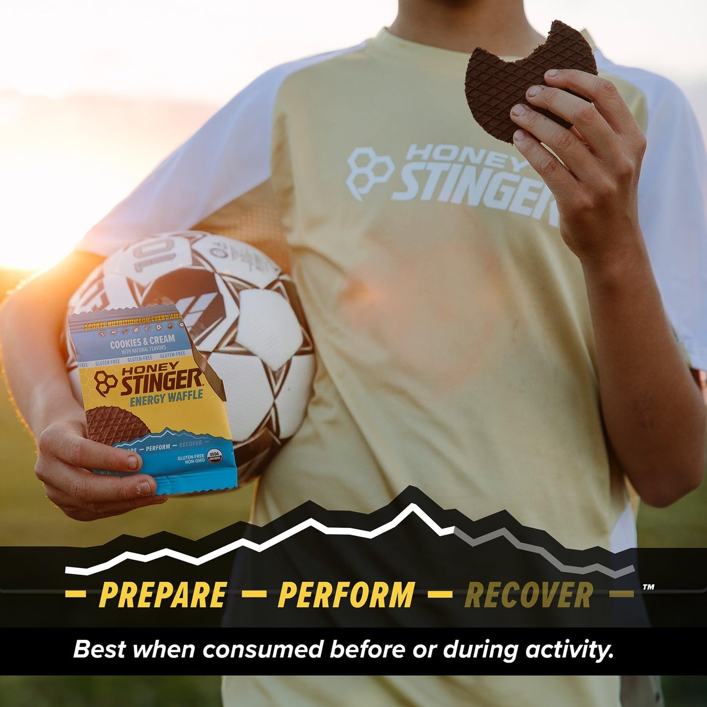 Honey Stinger Organic Cookies & Cream Waffle, 1.06 oz (Pack of 12), Model 76112, Gluten Free Energy Stroopwafel for Sports Nutrition