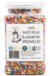 100% NATURAL RAINBOW SPRINKLES - NATURAL COLOR, DAIRY FREE, NUT FREE, GLUTEN FREE, SOY FREE, VEGAN, EGG FREE AND KOSHER ,1.5 LBS
