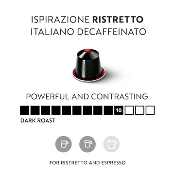 Nespresso Ristretto Decaffeinato Coffee Pods, Dark Roast, 50 Count, Model 145