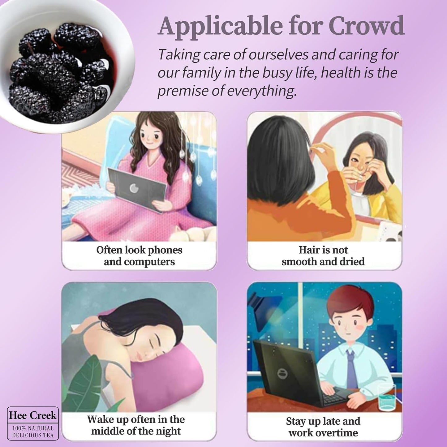 Hee Creek Dried Mulberries Black Mulberries Black Mulberry Tea Wild Black Mulberry Dried Fruit No Sugar Added & No Additives ???