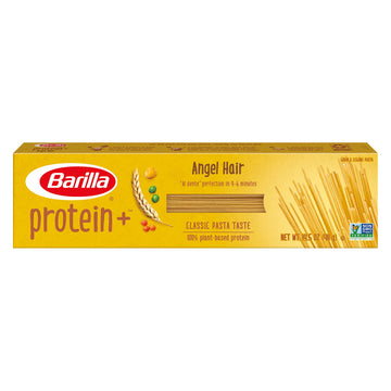 Barilla Protein+ (Plus) Angel Hair Pasta, 14.5 Ounce (Pack of 20) - plant based - Made from Lentils, Chickpeas & Peas - Non-GMO,