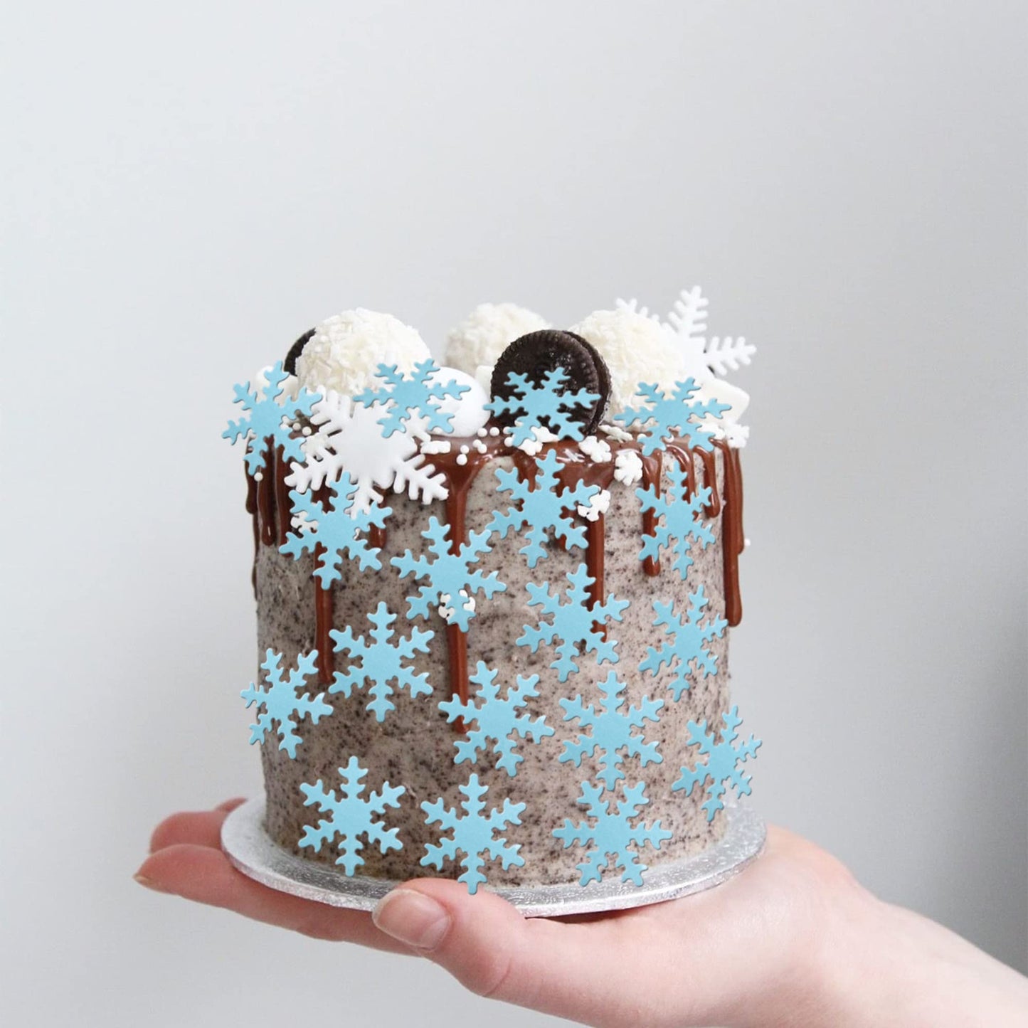 50 Pcs Edible Snowflake Cupcake Toppers Winter Frozen Theme Cupcake Picks Rice Paper Chrstmas Snowflake Cake Decorations For Win