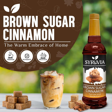 Syruvia Brown Sugar Cinnamon Syrup - Brown Sugar Cinnamon Coffee Syrup Flavor, 25.4 Fl Oz, Kosher, Gluten Free, Perfect For Coff