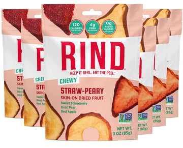 Rind Snacks | Straw-Peary | Strawberry, Apple, & Pear | Dried Fruit Superfood | Chewy Snack | No Sugar Added | All Natural | Hig