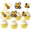 30-pack Glitter New Bumble Bee Cupcake Toppers, Baby Bee Gender Reveal Baby Shower Birthday Party Cake Decorations Supplies