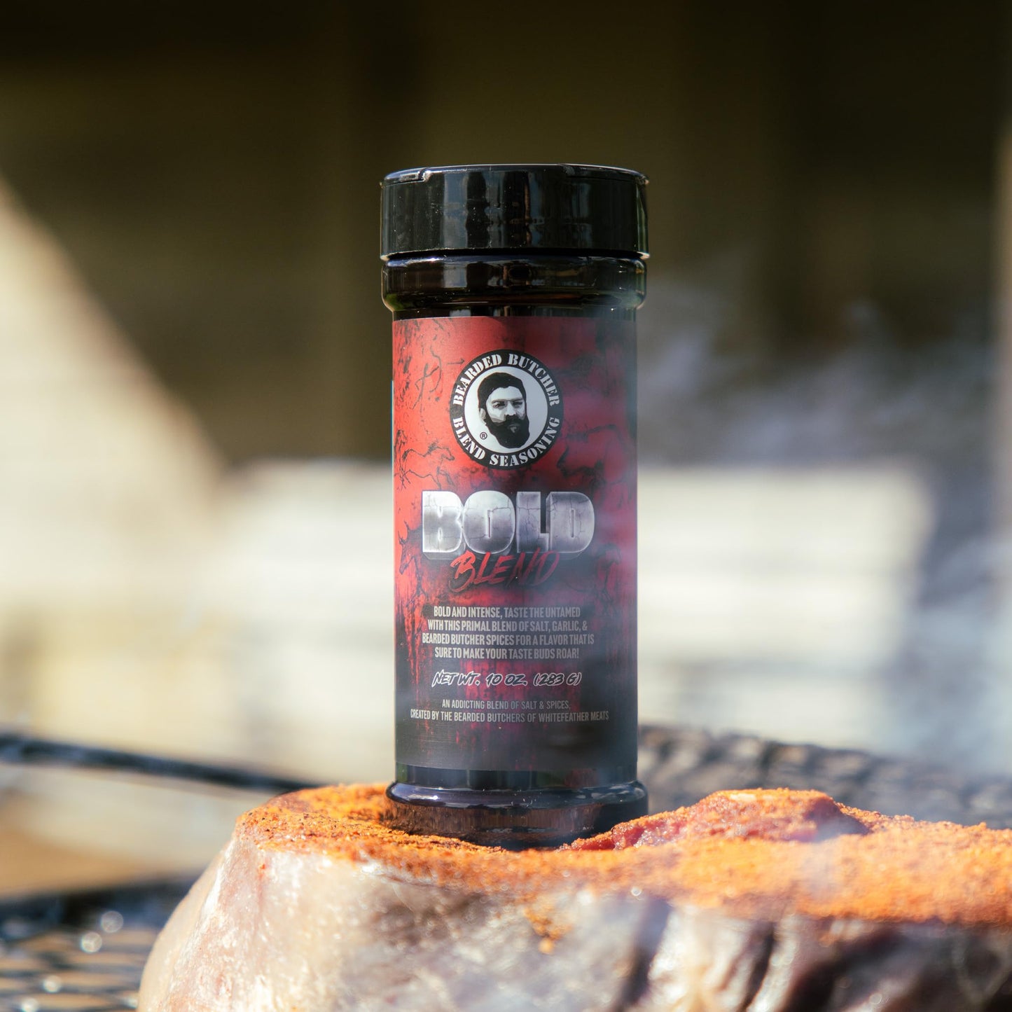 Bearded Butchers Bold Blend, 10 Oz Large Shaker - Primal Salt, Garlic & Spice Blend For Steaks, Burgers, Roasts, Game Meats, Fri