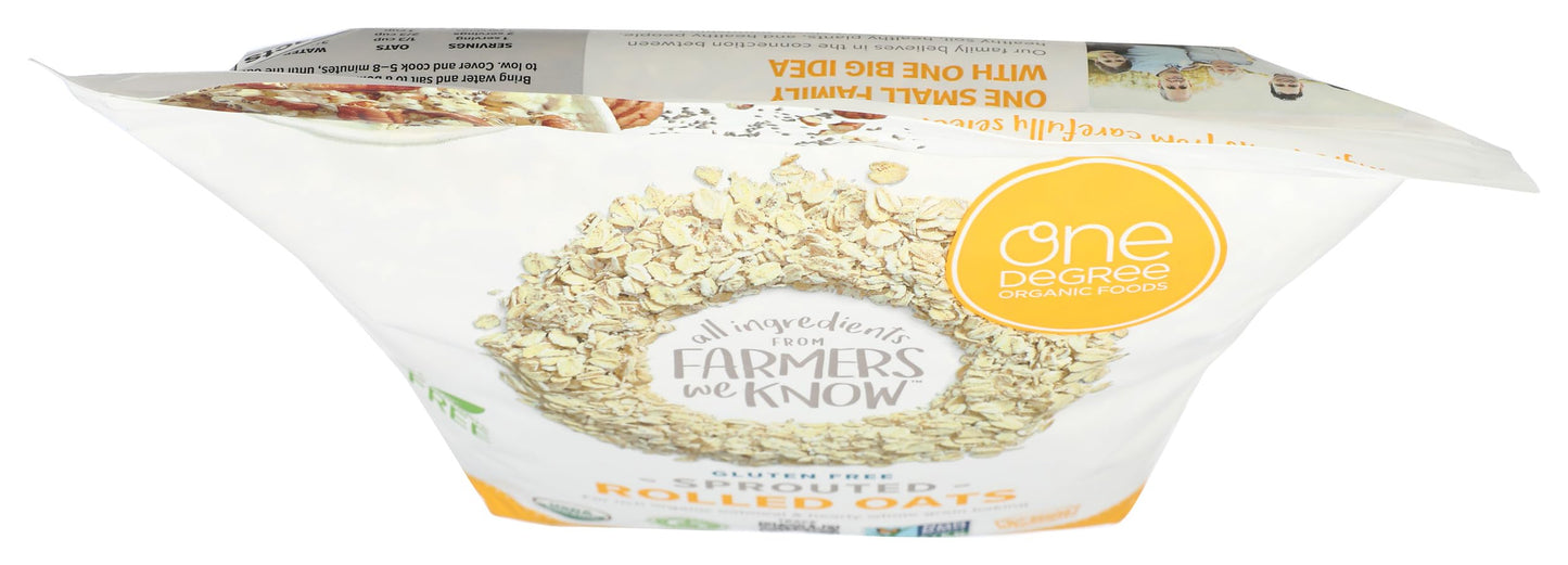ONE DEGREE ORGANIC FOODS Organic Sprouted Rolled Oats, 45 OZ - Gluten-Free, Non-GMO, Healthy Breakfast Option, Pack of 1