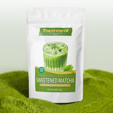 Sweetened Matcha Green Tea Powder Sweet Powder Instant Matcha Latte Blend 100% Pure Premium Matcha For Latte 4Oz(113G) Jiuyu