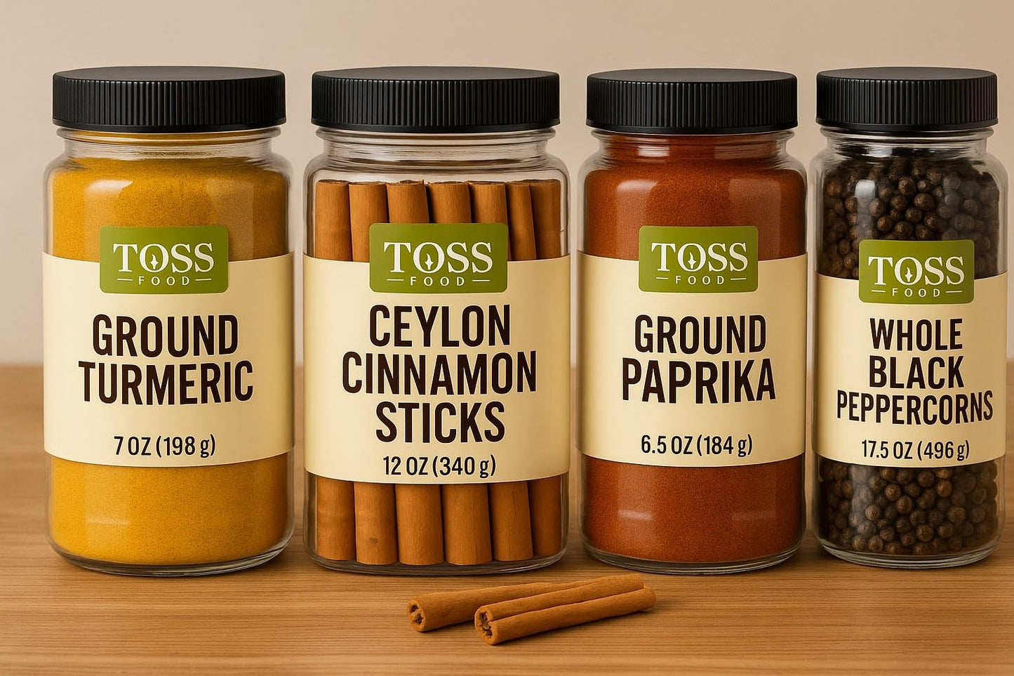 TOSS Ceylon Cinnamon Sticks - Premium Quality Whole Sticks, 5 Inch, 12 oz Jar, Sweet Mild Flavor